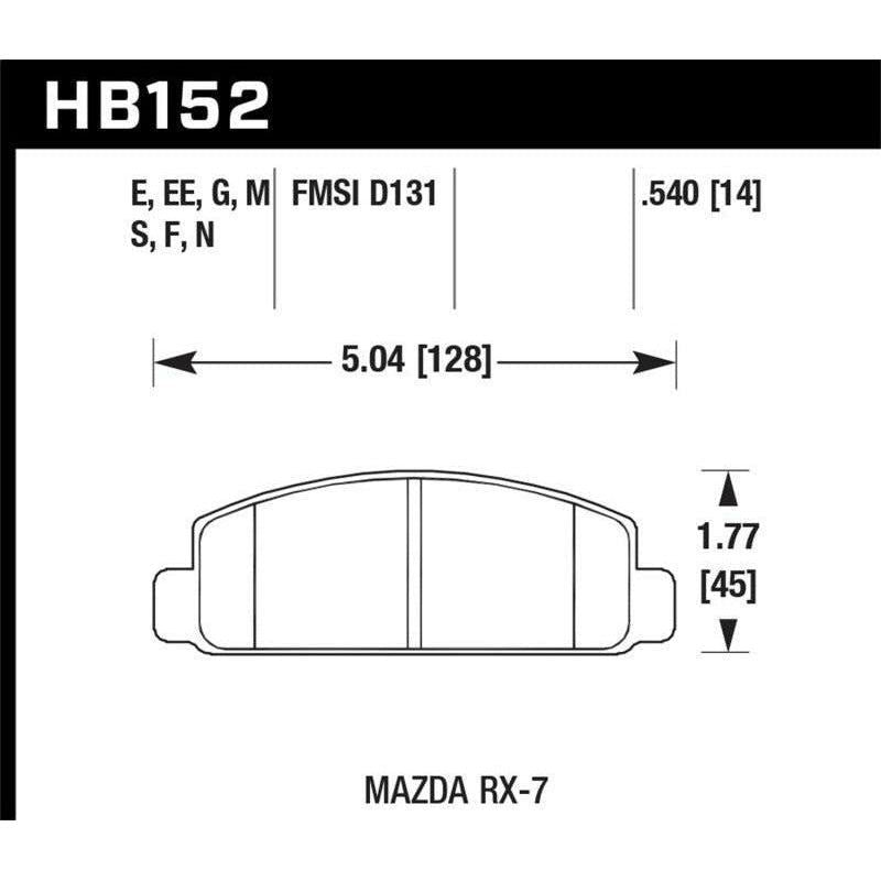 Hawk Performance KHB152F.540 - HAWKHB152F.540 - Hawk Mazda RX-7 HPS Street Front Brake Pads - Shipped in Europe - Tuningsupply.com