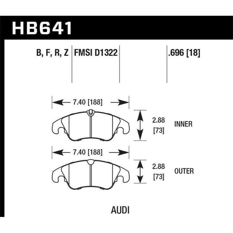 Hawk Performance KHB641Z.696 - HAWKHB641Z.696 - Hawk Performance 09-11 Audi A4/Quattro / 08-11 Quattro / 09-11 Q5 Front Ceramic Street Brake Pads - Shipped in Europe - Tuningsupply.com