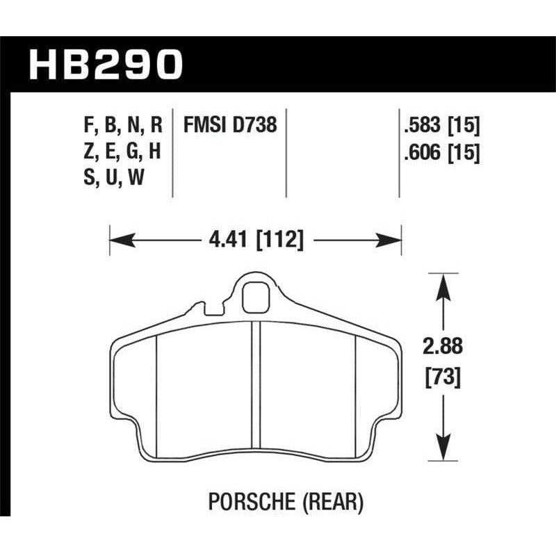 Hawk Performance KHB290F.583 - HAWKHB290F.583 - Hawk Porsche HPS Street Rear Brake Pads - Shipped in Europe - Tuningsupply.com
