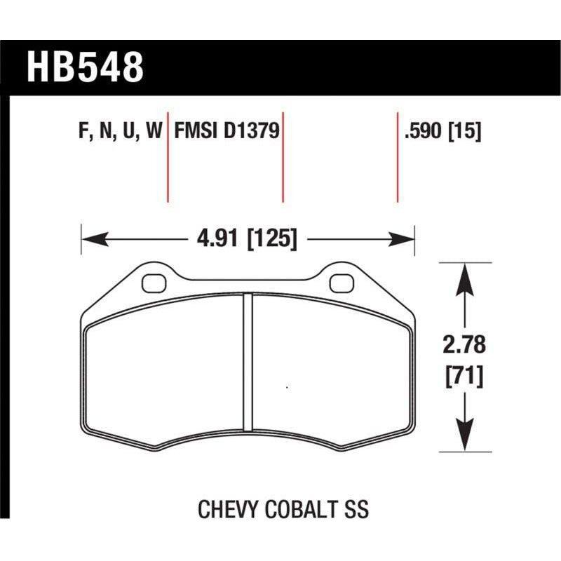 Hawk Performance KHB548N.510 - HAWKHB548N.510 - Hawk Miata Brembo / Renault Clio / Cobalt SS HP+ Street Front Brake Pads - Shipped in Europe - Tuningsupply.com