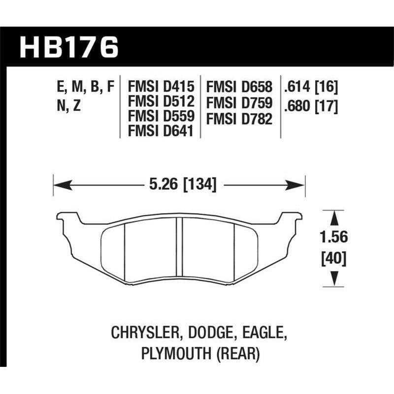 Hawk Performance KHB176N.614 - HAWKHB176N.614 - Hawk SRT4 HP+ Street Rear Brake Pads - Shipped in Europe - Tuningsupply.com