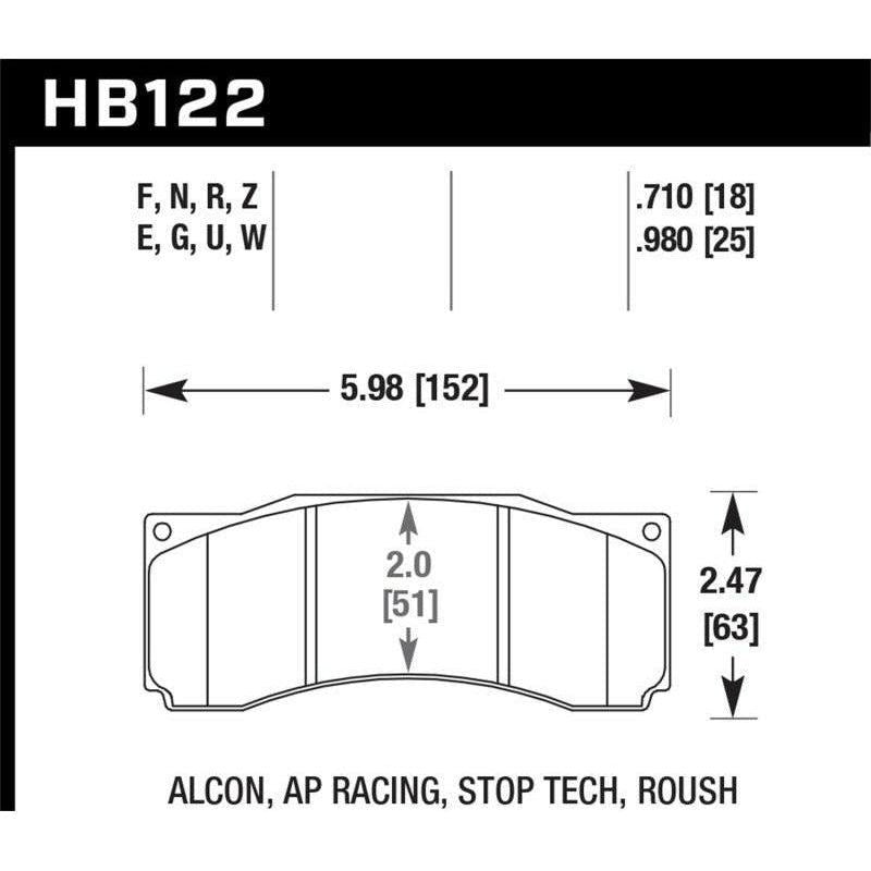 Hawk Performance KHB122G.710 - HAWKHB122G.710 - Hawk Stoptech ST-60 Caliper DTC-60 Race Brake Pads - Shipped in Europe - Tuningsupply.com