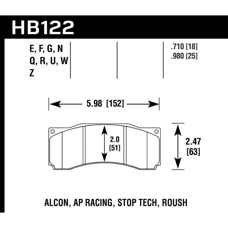 Hawk Performance KHB122U.710 - HAWKHB122U.710 - Hawk Stoptech ST-60 Caliper DTC-70 Race Brake Pads - Shipped in Europe - Tuningsupply.com