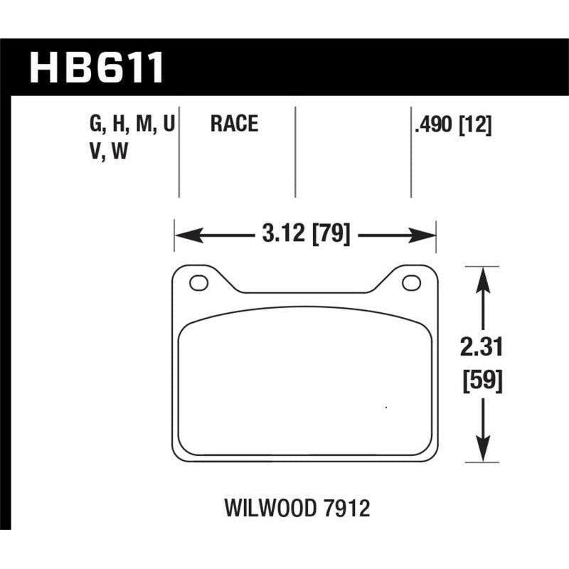 Hawk Performance KHB611G.490 - HAWKHB611G.490 - Hawk Willwood 7912 DTC-60 Race Brake Pads - Shipped in Europe - Tuningsupply.com