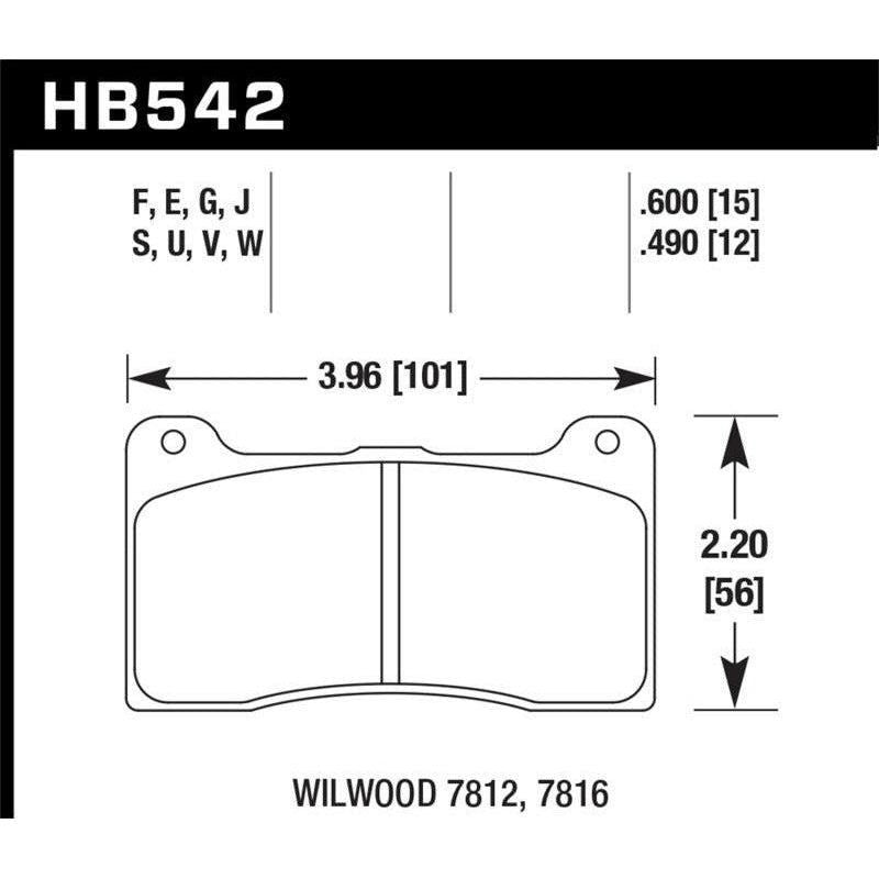 Hawk Performance KHB542G.490 - HAWKHB542G.490 - Hawk Wilwood 15mm DTC-60 Race Brake Pads - Shipped in Europe - Tuningsupply.com