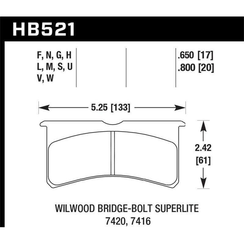 Hawk Performance KHB521B.650 - HAWKHB521B.650 - Hawk Wilwood BB SL 7421 HPS 5.0 Brake Pads - Shipped in Europe - Tuningsupply.com