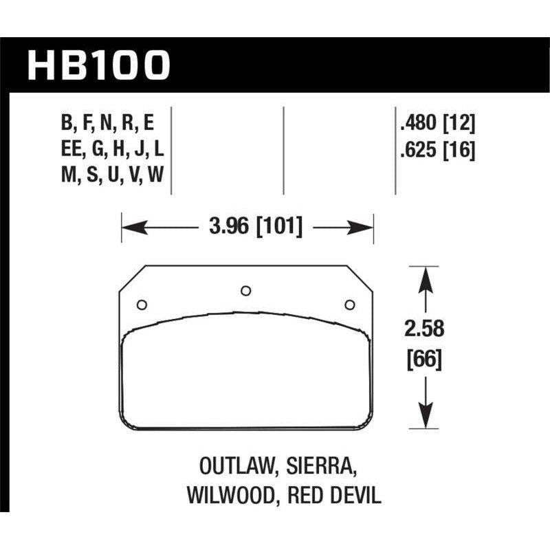 Hawk Performance KHB100W.480 - HAWKHB100W.480 - Hawk Wilwood Dynalite Caliper DTC-30 Brake Pads - Shipped in Europe - Tuningsupply.com