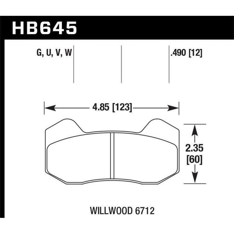 Hawk Performance KHB645G.490 - HAWKHB645G.490 - Hawk Wilwood Type 6712 DTC-60 Brake Pads - Shipped in Europe - Tuningsupply.com