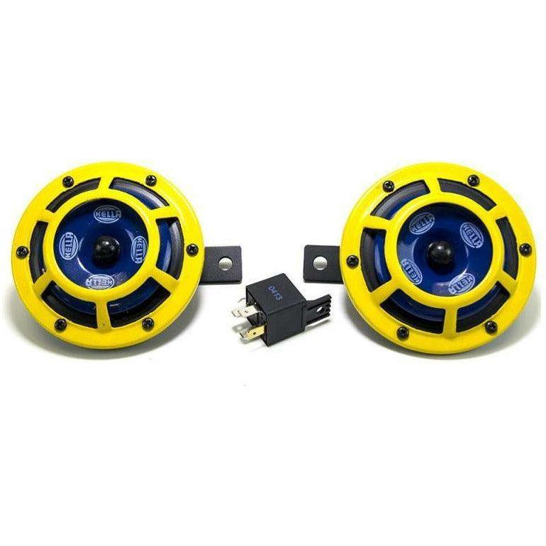 Hella LAH31000001 - HELLAH31000001 - Hella Sharptone Horn Kit 12V 415/350Hz Yellow (3BB922000731 = H31000001) (Min Qty 360) - Shipped in Europe - Tuningsupply.com