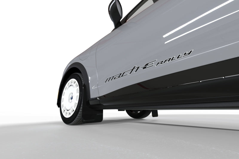 Rally Armor MF96-URXT-BLK-MBK - RALMF96-URXT-BLK-MBK - Rally Armor 2021-25 Ford Mach-E Rally Edition Black UR Mud Flap Metallic Black Logo - Shipped in Europe - Tuningsupply.com