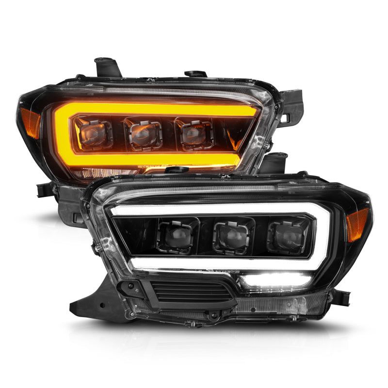 ANZO 111562 - ANZ111562 - ANZO 16-22 Toyota Tacoma SR/SR5 ONLY Full LED Proj Headlights w/Light Bar Seq. Blk w/Initiation Lgt - Shipped in Europe - Tuningsupply.com