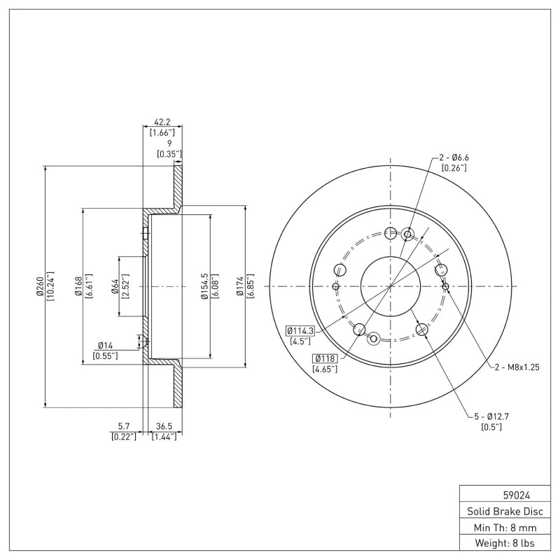 DFC 600-59024 - DFC600-59024 - DFC 06-15 Honda Civic Rear Brake Rotor - Shipped in Europe - Tuningsupply.com