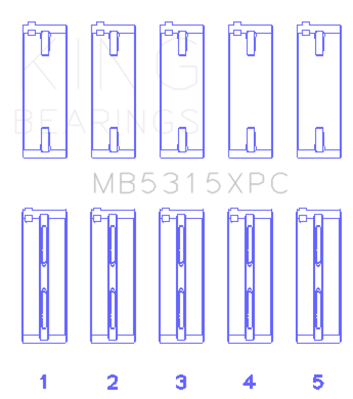 King Engine Bearings GMB5315XPCSTDX - KINGMB5315XPCSTDX - King 1992+ Mitsubishi 4G63/4G64 EVO I-IV Coated Performance Main Bearing Set - Size STDX - Shipped in Europe - Tuningsupply.com
