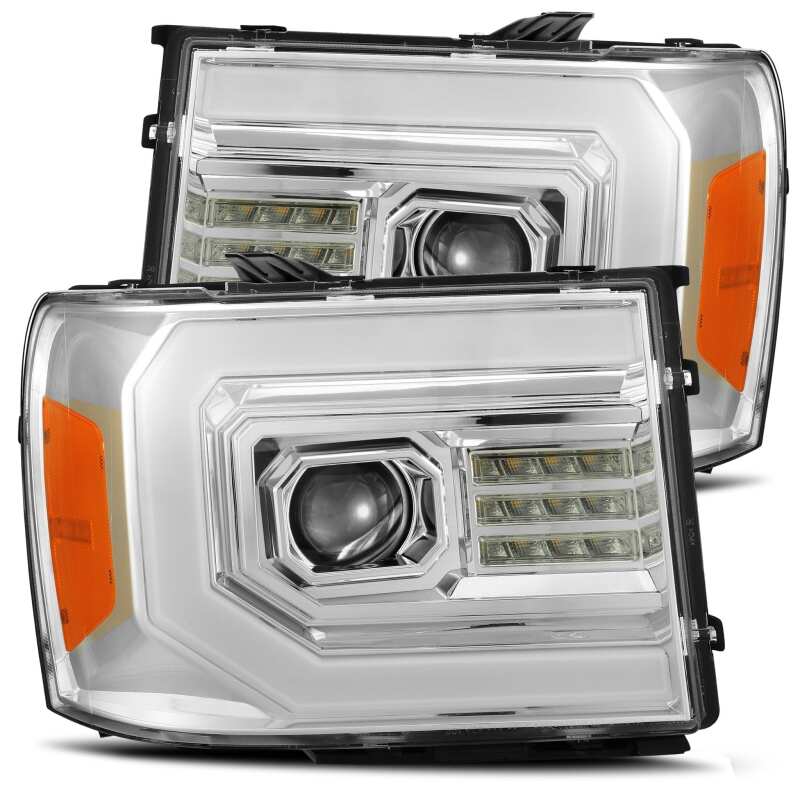 AlphaRex 880605 - ARX880605 - AlphaRex 07-13 GMC 1500HD PRO-Series Proj Headlights Plank Style Gloss Blk w/Activ Light/Seq Signal - Shipped in Europe - Tuningsupply.com