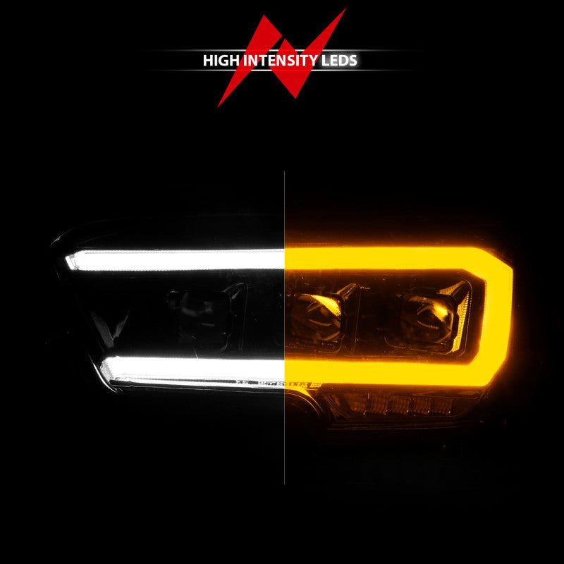 ANZO 111563 - ANZ111563 - ANZO 16-22 Toyota Tacoma LED Projector Headlights w/ Light Bar Sequential Black Housing w/Initiation - Shipped in Europe - Tuningsupply.com