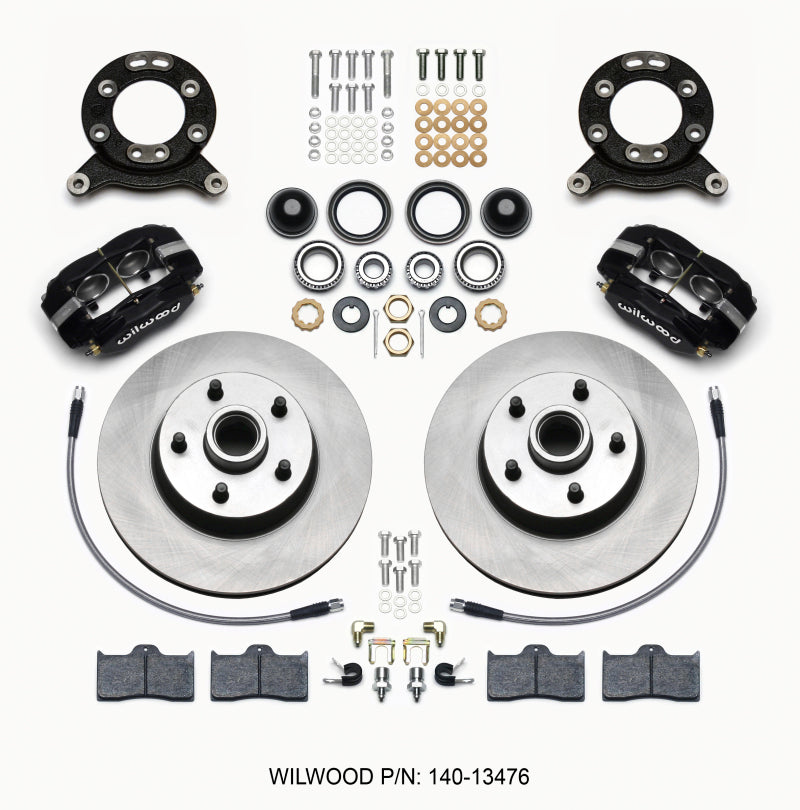 Wilwood 140-13476 - WIL140-13476 - Wilwood Forged Dynalite-M Front Kit 11.30in 1 PC Rotor&Hub 1965-1969 Mustang Disc & Drum Spindle - Shipped in Europe - Tuningsupply.com