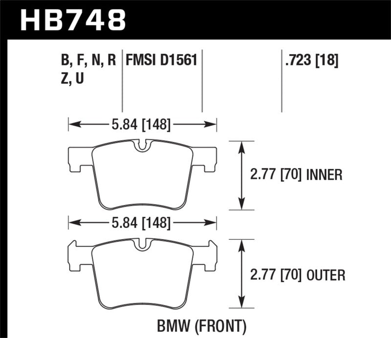 Hawk Performance KHB748N.723 - HAWKHB748N.723 - Hawk 13-14 BMW 328i/328i xDrive / 2014 428i/428i xDrive HP Plus Front Brake Pads - Shipped in Europe - Tuningsupply.com