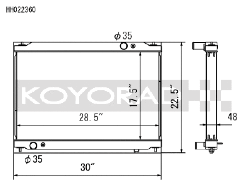Koyo HH022360 - KOYHH022360 - Koyo 09-13 Nissan GT-R 3.8L (AT) Radiator - Shipped in Europe - Tuningsupply.com