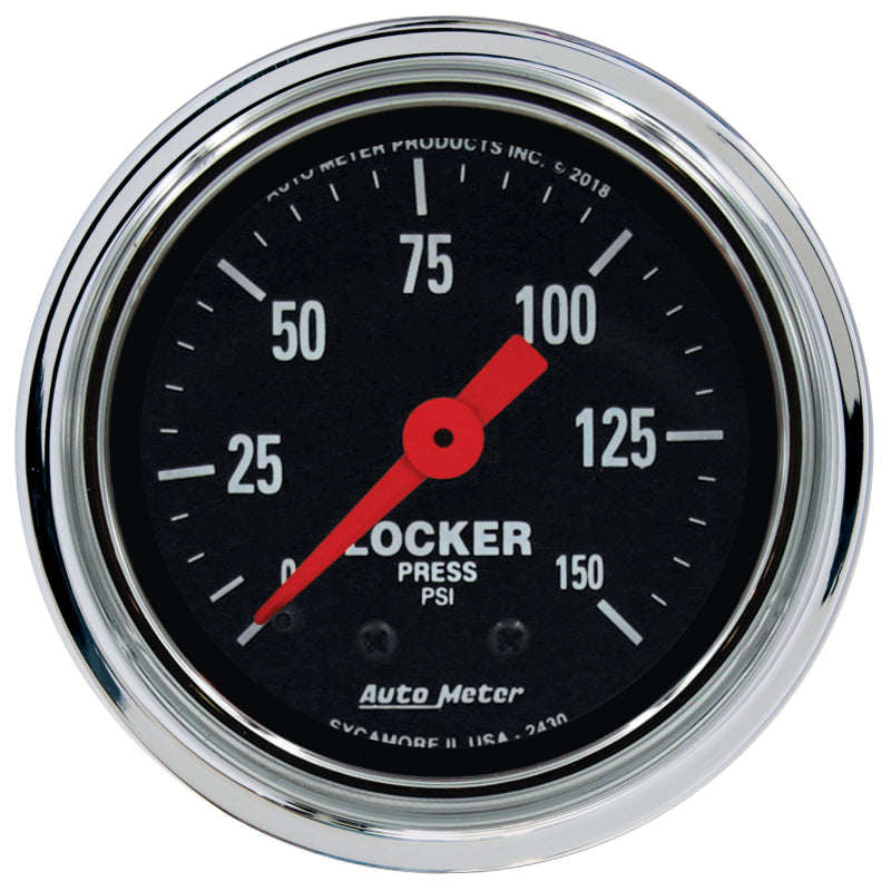 AutoMeter 2430 - ATM2430 - Autometer Traditional Chrome 2-1/16in 150 PSI Mechanical Air Locker Gauge - Shipped in Europe - Tuningsupply.com