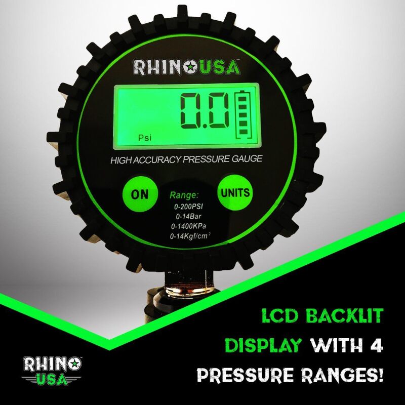 Rhino USA RGAUGE-0200 - RSARGAUGE-0200 - Rhino USA 200 Psi Digital Tire Inflator Gauge - Shipped in Europe - Tuningsupply.com