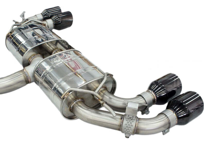 Invidia HS22GFR8GV4SB - INVHS22GFR8GV4SB - Invidia 2022+ Volkswagen Golf R MK8 76mm R400 Valved Cat Back Exhaust Straight Cut Black Tips - Shipped in Europe - Tuningsupply.com