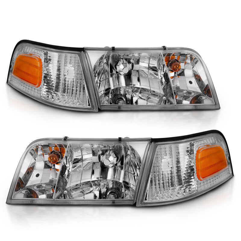 ANZO 121556 - ANZ121556 - ANZO 1998-2005 Ford Crown Victoria Crystal Headlight Chrome With Bumper Light (OE) - Shipped in Europe - Tuningsupply.com