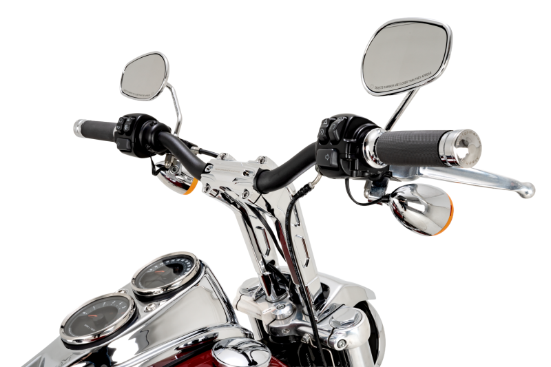 Performance Machine 0208-2195M-CH - PFM0208-2195M-CH - Performance Machine Phatbar H-Bar Assy, 9in Riser, 1-1/4in Bar, Int Wire, Gauge Mnt - Chrome - Shipped in Europe - Tuningsupply.com