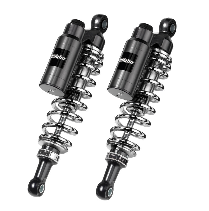 Bitubo Suspension HD031WMT03 - BITHD031WMT03 - Bitubo WMT0 Twinshocks Adj.: Spring Preload, Reb., Comp., Length 356mm, Piggyback Tank, Chr Edition - Shipped in Europe - Tuningsupply.com