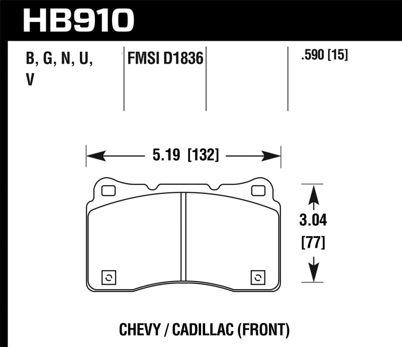 Hawk Performance KHB910U.590 - HAWKHB910U.590 - Hawk 15-16 Cadillac XTS / Chevrolet Corvette DTC-70 Front Brake Pads - Shipped in Europe - Tuningsupply.com