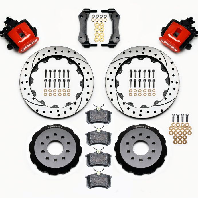 Wilwood 140-10158-DR - WIL140-10158-DR - Wilwood Combination Parking Brake Rear Kit 12.88in Drilled Red Mustang 94-04 - Shipped in Europe - Tuningsupply.com
