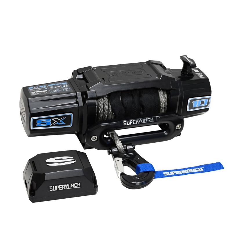 Superwinch 1710204 - SUW1710204 - Superwinch 10000 LBS 12V DC 3/8in x 80ft Synthetic Rope SX10SR Winch - Semi Gloss Black - Shipped in Europe - Tuningsupply.com