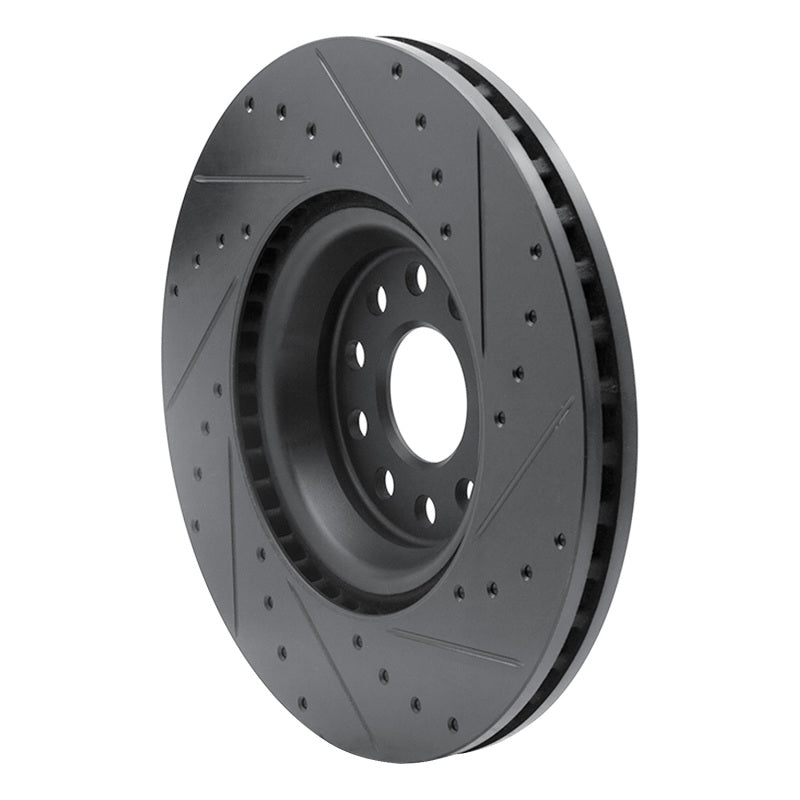 R1 Concepts 633-74034L - RNC633-74034L - R1 2022+ Volkswagen GTI Mk 8 Front Left Drilled & Slotted Black Brake Rotor - Shipped in Europe - Tuningsupply.com
