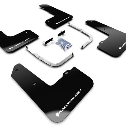 Rally Armor MF57-UR-BLK/WH - RALMF57-UR-BLK/WH - Rally Armor 19-22 Hyundai Veloster N Black UR Mud Flap w/ White Logo - Shipped in Europe - Tuningsupply.com