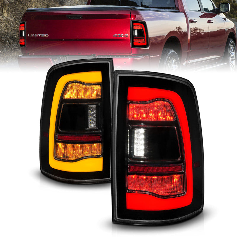 ANZO 311472 - ANZ311472 - ANZO 09-18 Dodge Ram 1500 Sequential LED Taillights Smoke Black w/Switchback Amber Signal - Shipped in Europe - Tuningsupply.com