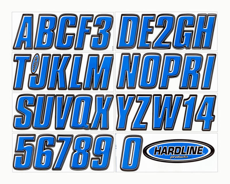 Hardline BLBLK800 - HRLBLBLK800 - Hardline Boat Lettering Registration Kit 3 in. - 800 Blue/Black - Shipped in Europe - Tuningsupply.com