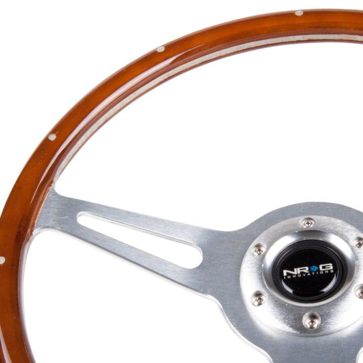 NRG ST-380SL - NRGST-380SL - NRG Classic Wood Grain Steering Wheel (365mm) Wood w/Metal Inserts & Brushed Alum. 3-Spoke Center - Shipped in Europe - Tuningsupply.com