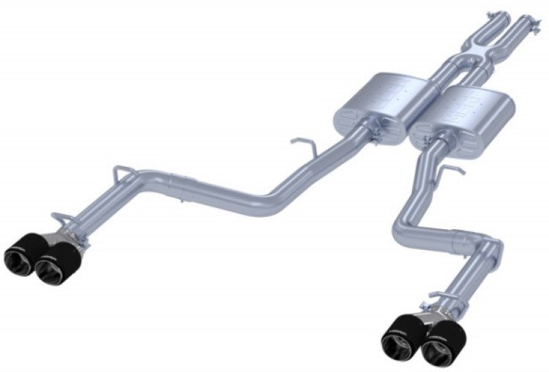 MBRP PS71113CF - MBRPS71113CF - MBRP 2015+ Dodge Challenger 3.6L SS 2.5in Quad Tip Split Rear Exit w/ Carbon Fiber Tips - T304 - Shipped in Europe - Tuningsupply.com