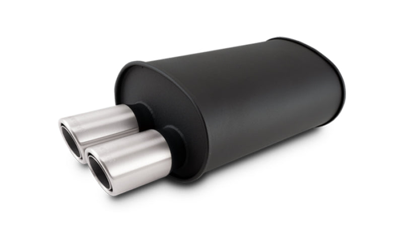 Vibrant 12315 - VIB12315 - Vibrant Streetpower Flat Blk Muffler 9.5x6.75x15in Body 2.5in Inlet ID 3in Tip OD w/Dual Angle Tips - Shipped in Europe - Tuningsupply.com