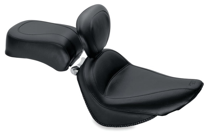 Mustang Motorcycle 79712 - MMP79712 - Mustang 00-15 Harley Softail Standard Rear Tire Standard Touring Solo Seat w/Driver Backrest - Black - Shipped in Europe - Tuningsupply.com
