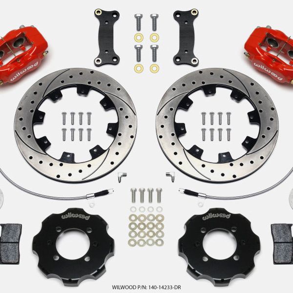 Wilwood 140-14233-DR - WIL140-14233-DR - Wilwood Forged Dynalite Front Hat Kit 12.19in Drilled Red 2016-Up Mazda MX5 Miata w/ Lines - Shipped in Europe - Tuningsupply.com