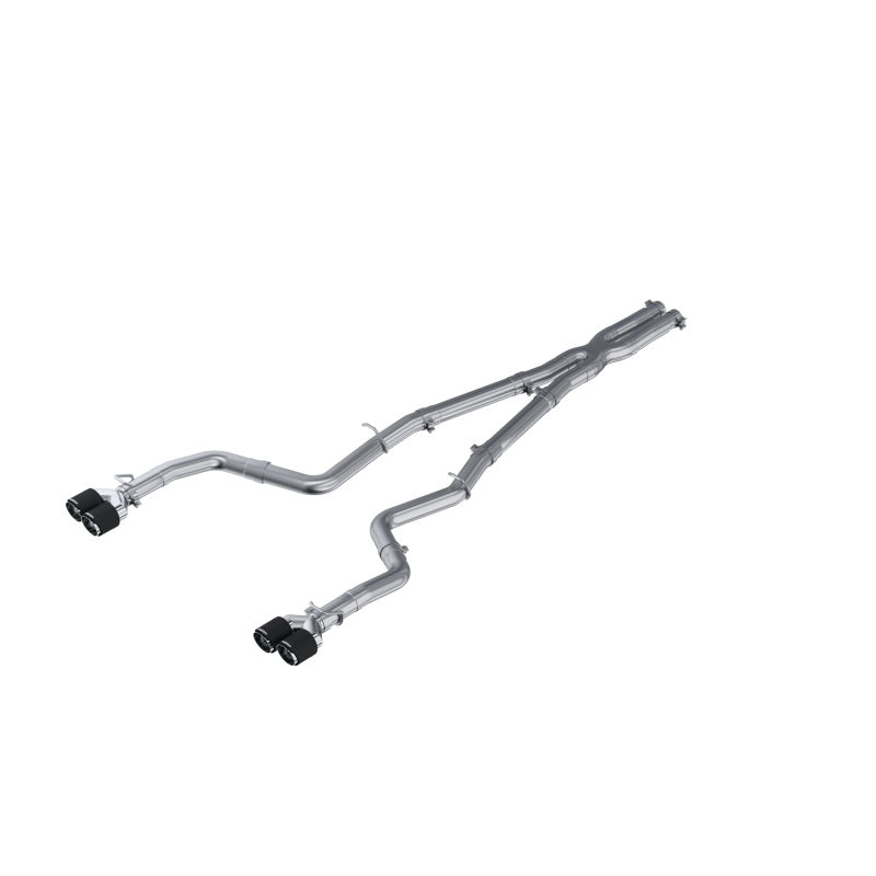 MBRP PS71163CF - MBRPS71163CF - MBRP 15-16 Dodge Challenger 5.7L HEMI SS 3in Quad Split Rear Exit w/ Carbon Fiber Tips - T304 - Shipped in Europe - Tuningsupply.com