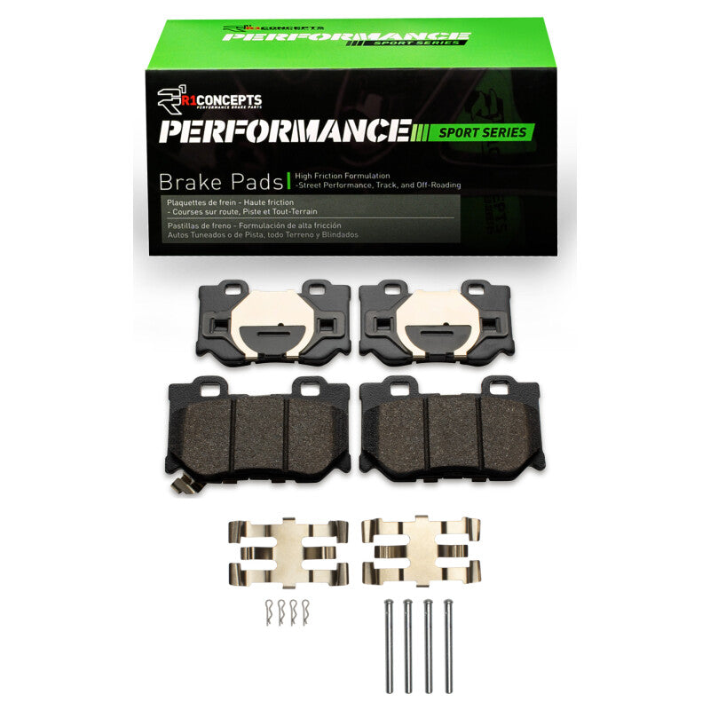 R1 Concepts 2115-1347-01 - RNC2115-1347-01 - R1 2008-2025 Infiniti Q50 Rear R1 Performance Sport Pads & Hardware Kit - Shipped in Europe - Tuningsupply.com