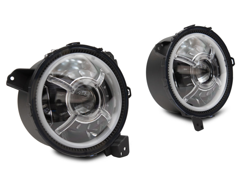 Raxiom J137646 - RAXJ137646 - Raxiom 18-22 Jeep Wrangler JL/ JT 9-Inch LED Headlights w/ DRL and Halo- Black Housing (Clear Lens) - Shipped in Europe - Tuningsupply.com