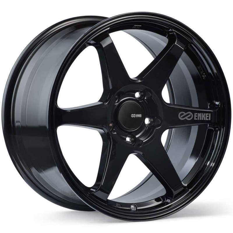 Enkei 539-880-8045BK - ENK539-880-8045BK - Enkei T6R 18x8 45mm Offset 5x100 Bolt Pattern 72.6 Bore Gloss Black Wheel - Shipped in Europe - Tuningsupply.com