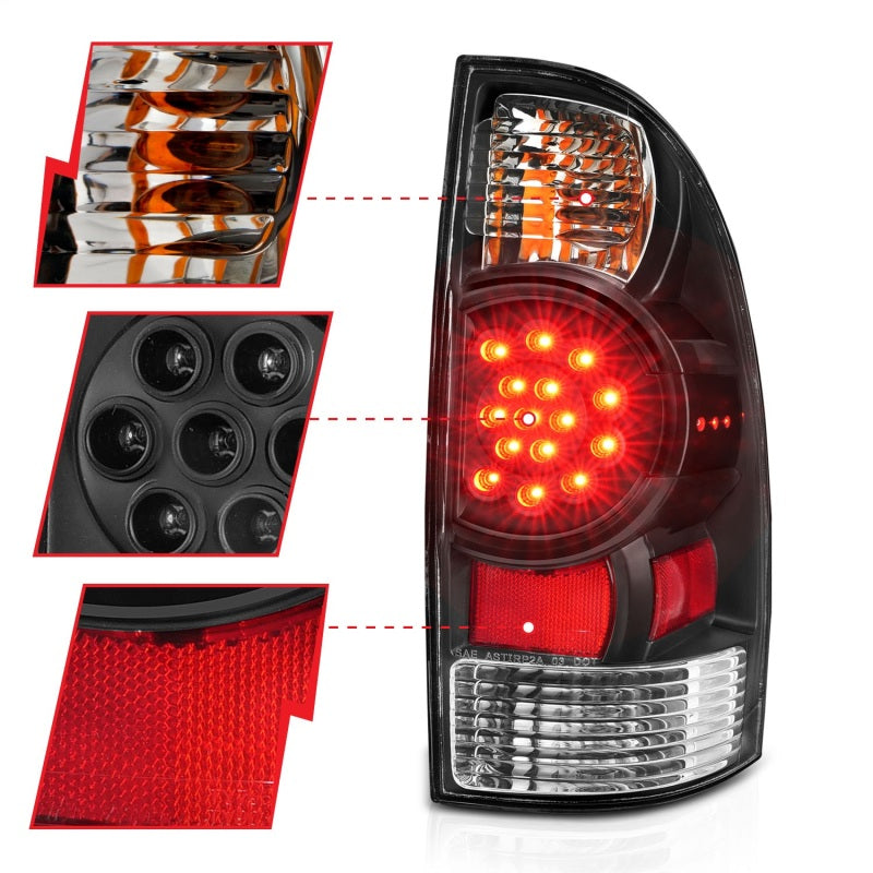 ANZO 311042 - ANZ311042 - ANZO 2005-2015 Toyota Tacoma LED Taillights Black - Shipped in Europe - Tuningsupply.com