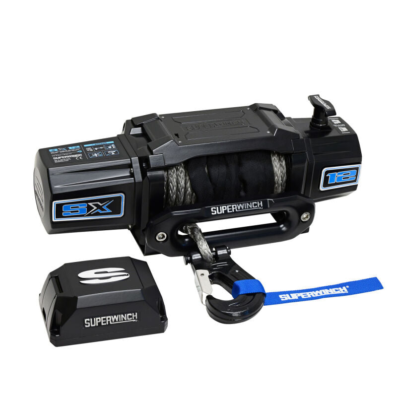 Superwinch 1712204 - SUW1712204 - Superwinch 12000 LBS 12V DC 3/8in x 80ft Synthetic Rope SX12SR Winch - Semi Gloss Black - Shipped in Europe - Tuningsupply.com