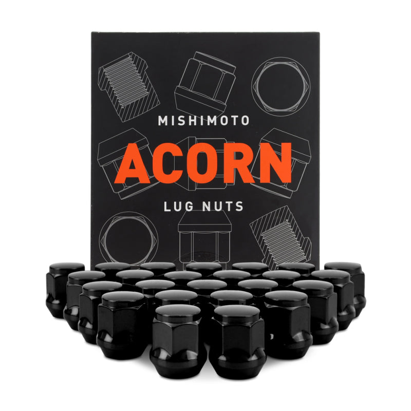 Mishimoto MMLG-AC1415-24BK - MISMMLG-AC1415-24BK - Mishimoto Steel Acorn Lug Nuts M14 x 1.5 - 24pc Set - Black - Shipped in Europe - Tuningsupply.com