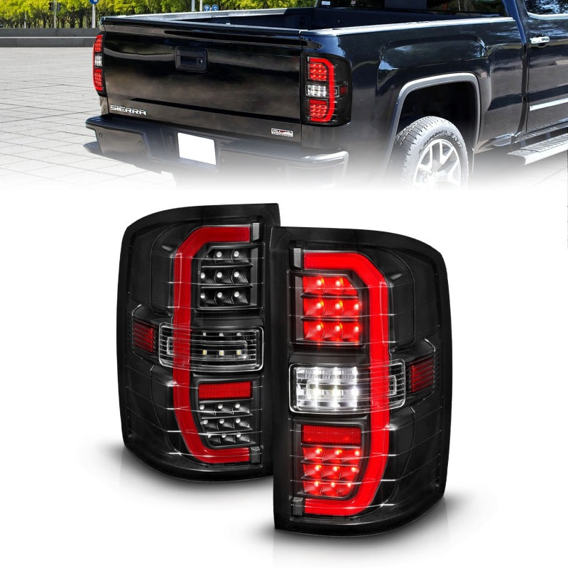 ANZO 311464 - ANZ311464 - ANZO 14-18 GMC Sierra 1500 Full LED Taillights Black Housing Clear Lens (w/C Light Bars) - Shipped in Europe - Tuningsupply.com