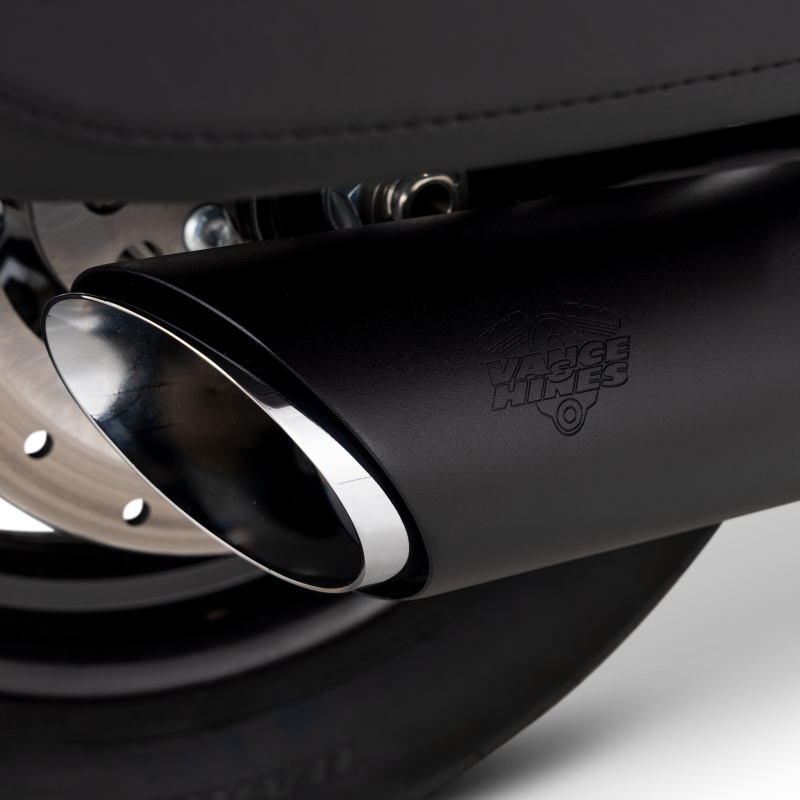 Vance and Hines 46750 - VAH46750 - Vance & Hines 2025+ HD Softail Twin Slash 4in Round Black Slip-On Exhaust - Shipped in Europe - Tuningsupply.com