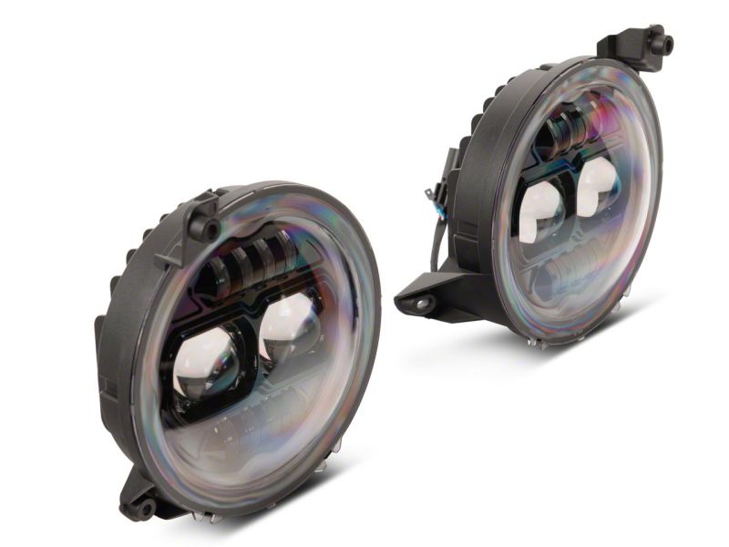 Raxiom J171705 - RAXJ171705 - Raxiom 18-23 Jeep Wrangler JL Axial Series 9-In Angel Eye LED Headlights- Black Housing (Clear Lens) - Shipped in Europe - Tuningsupply.com
